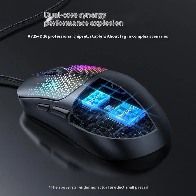 YESIDO KB32 Wired Lightweight RGB Gaming Mouse 7200 DPI 7 Buttons Computer Gamer Mouse