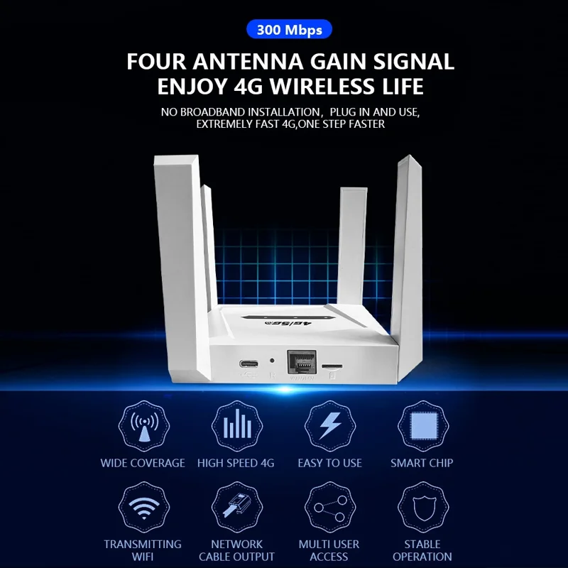 CPF919-E Eurasian Version 4G WiFi Router SIM Card Slot Single LAN Port Router with 4 Antennas - US Plug