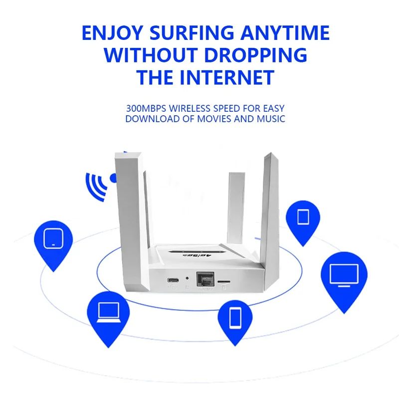 CPF919-E Eurasian Version 4G WiFi Router SIM Card Slot Single LAN Port Router with 4 Antennas - US Plug