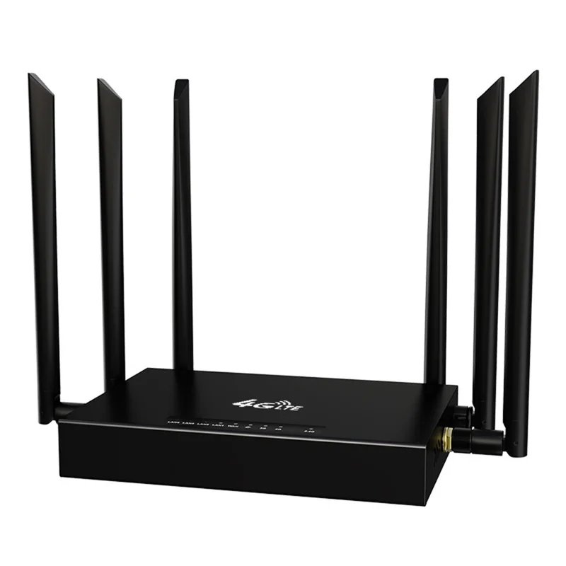 ED128 Eurasia Version 4G LTE Industrial Router 300Mbps Wireless WiFi Home Office 6 Antennas SIM Card Router - US Plug