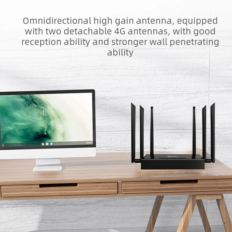 ED128 Eurasia Version 4G LTE Industrial Router 300Mbps Wireless WiFi Home Office 6 Antennas SIM Card Router - US Plug