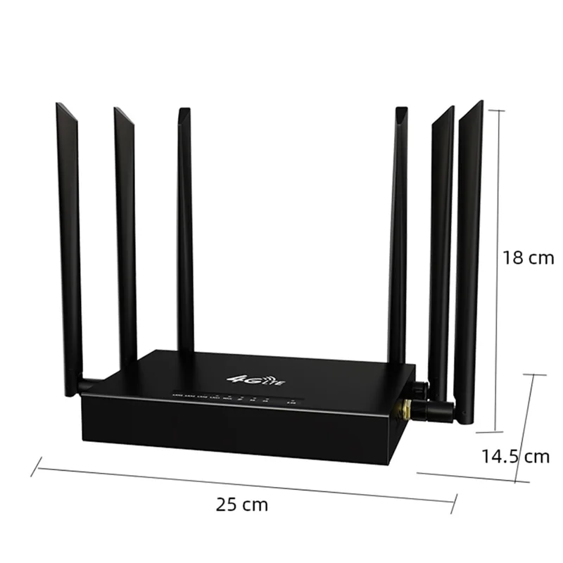 ED128 Eurasia Version 4G LTE Industrial Router 300Mbps Wireless WiFi Home Office 6 Antennas SIM Card Router - US Plug