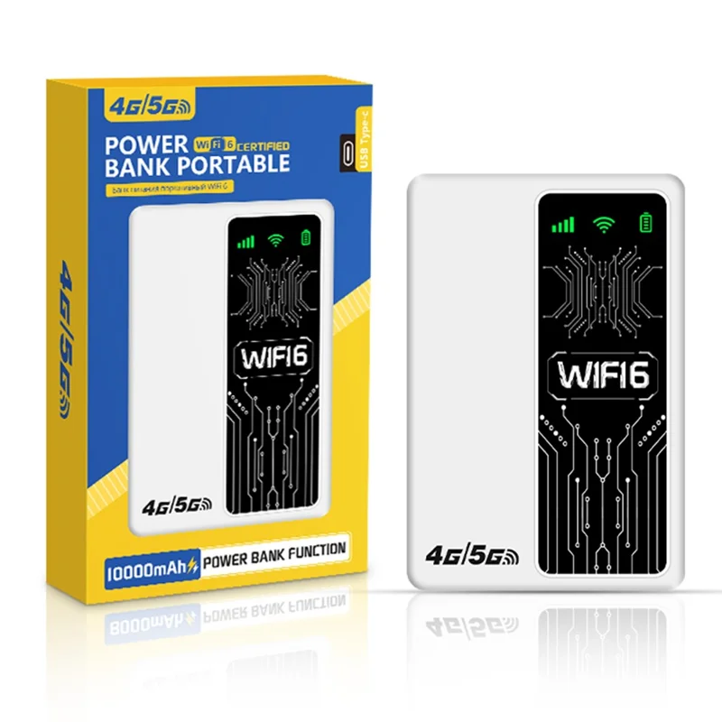 Enrutador portátil 4G LTE M20-E Versión Euroasiática WiFi Hotspot MIFI Banco de energía de 10000mAh - Blanco