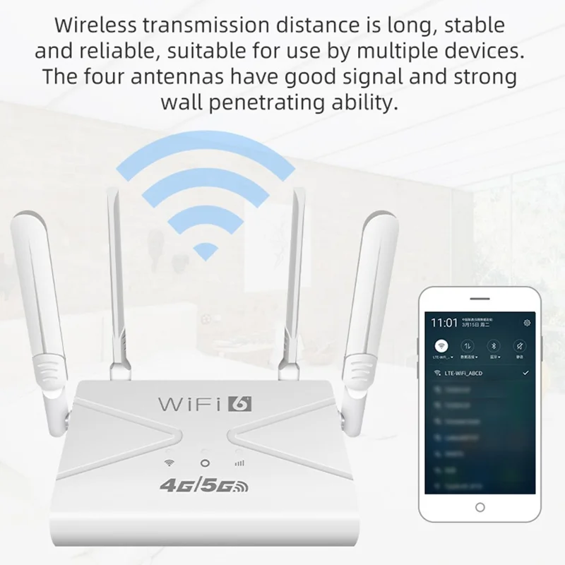 CPF907-L Американская версия 4G LTE WiFi-маршрутизатор 4 антенны Одиночный порт WAN WiFi6 Домашний маршрутизатор - Белый / Европейская вилка