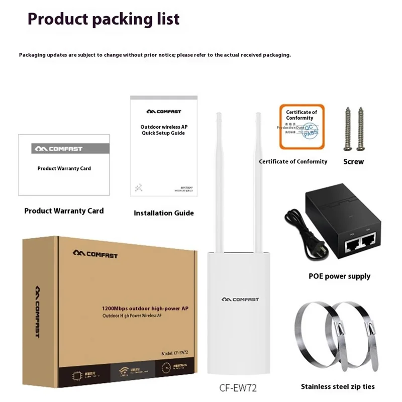 COMFAST CF-EW72 V2 High Power Outdoor Dual Band Wireless AP WiFi Base Station 1200M Wireless Router