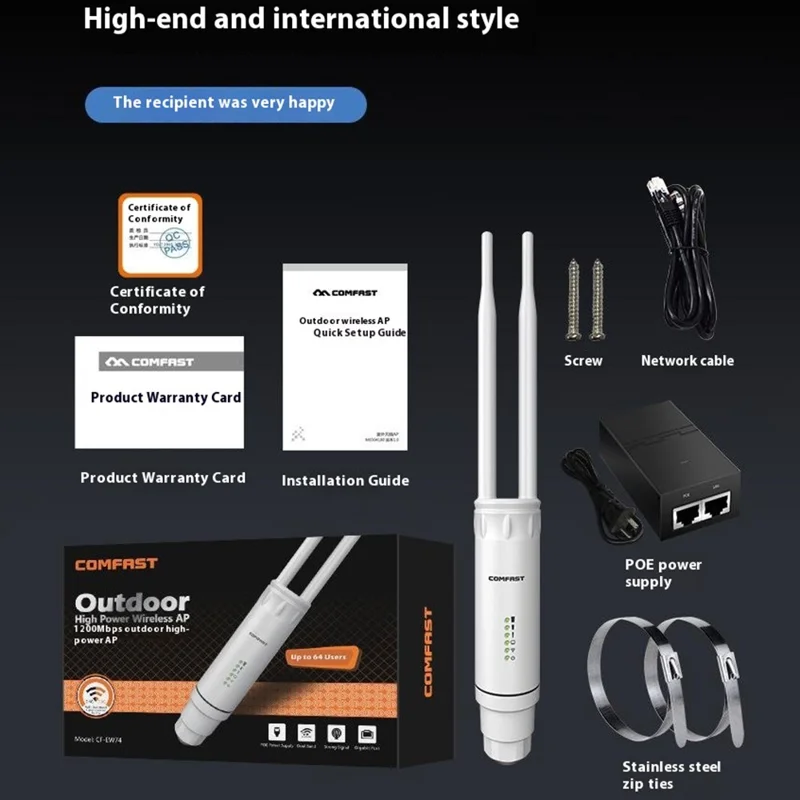 COMFAST CF-EW74 Outdoor AP Dual Band High Power 1200M Wireless WiFi Omnidirectional Coverage Base Station