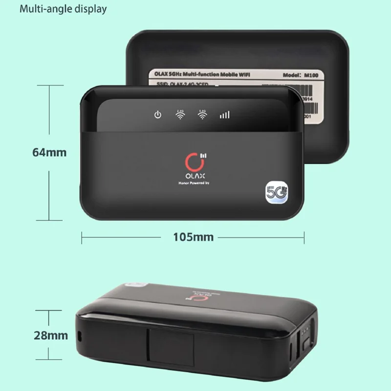 OLAX M100 WiFi Dual Band 2,4G / 5,8G Draagbare Router met SIM-kaartondersteuning 10000mAh Powerbank / Mobiele Hotspot