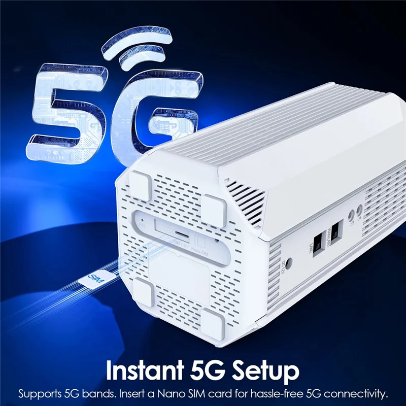 WAVLINK WL-WNF100X3NR-B 5G NR CPE Router WiFi 6 Mesh Dual Band with Nano SIM Slot for Home Office, Global Version / US Plug