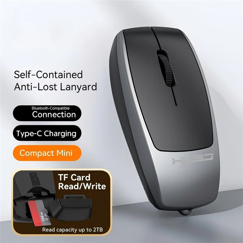 HXSJ M109 2 in 1 voor Windows / MacOS / Linux 3 DPI Instelbare Bluetooth-compatibele Draadloze Muis TF Kaartlezer - Grijs