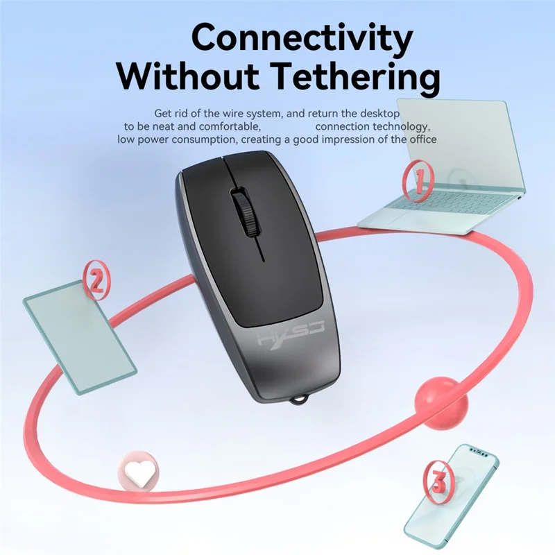 HXSJ M109 2 in 1 voor Windows / MacOS / Linux 3 DPI Instelbare Bluetooth-compatibele Draadloze Muis TF Kaartlezer - Grijs