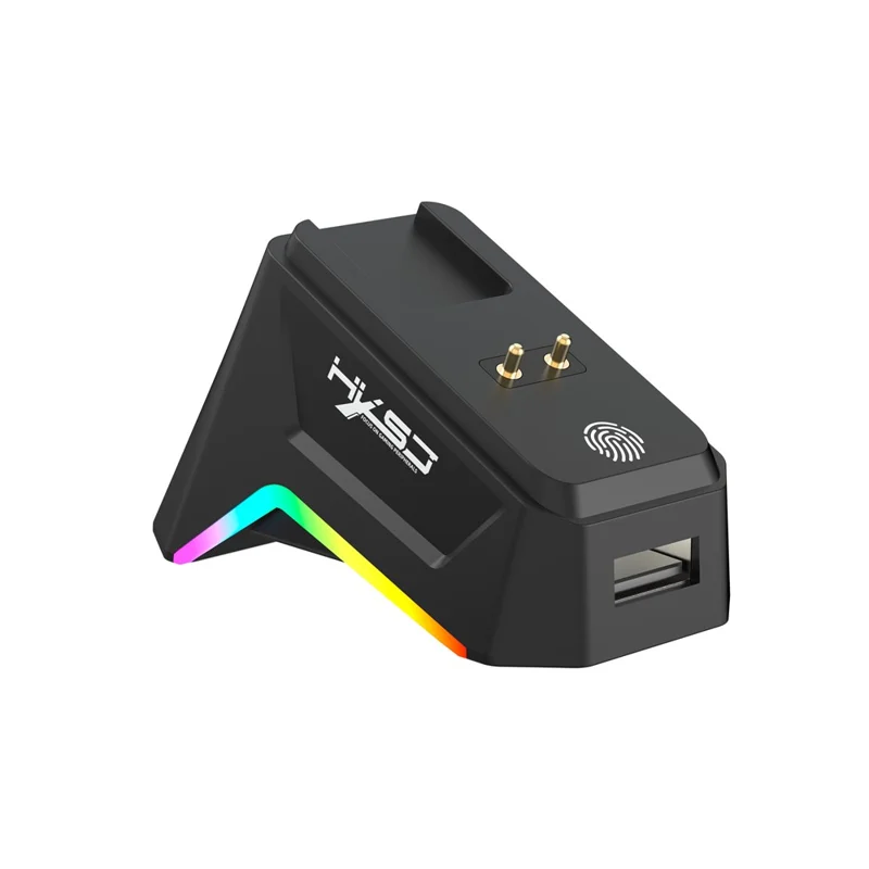 HXSJ T90 Pro Mouse da gioco a 3 modalità di connessione con dock di ricarica, retroilluminazione RGB wireless e silenzioso per PC / laptop - Nero