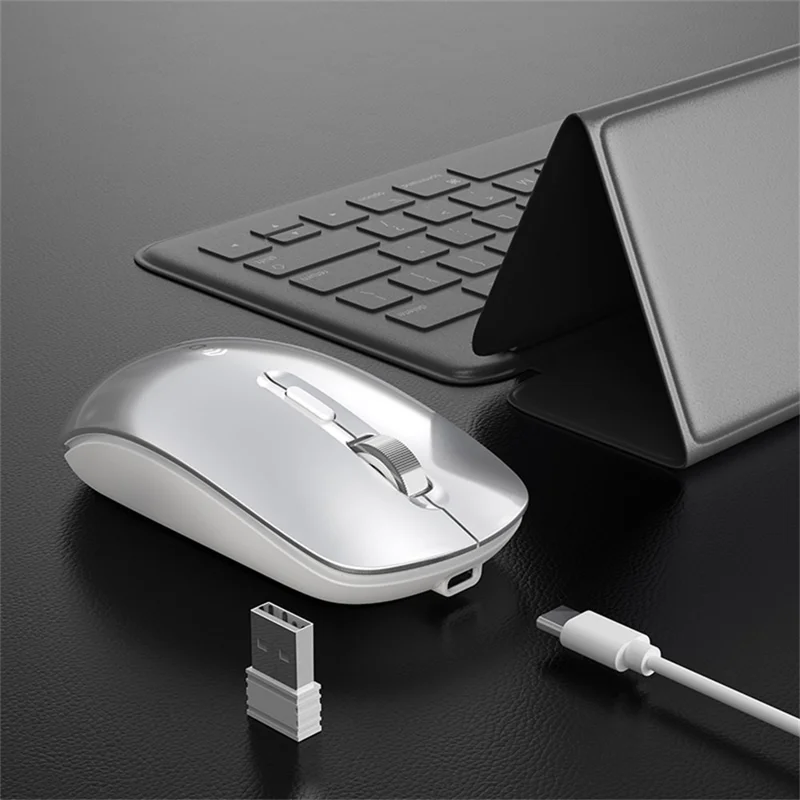 DEVIA Lingo Series Wireless Mouse Bluetooth-compatible / 2.4G Dual Mode 3 DPI Adjustable Silent Mouse - Silver