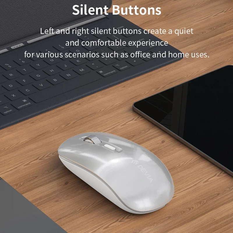 DEVIA Lingo Series Wireless Mouse Bluetooth-compatible / 2.4G Dual Mode 3 DPI Adjustable Silent Mouse - Silver