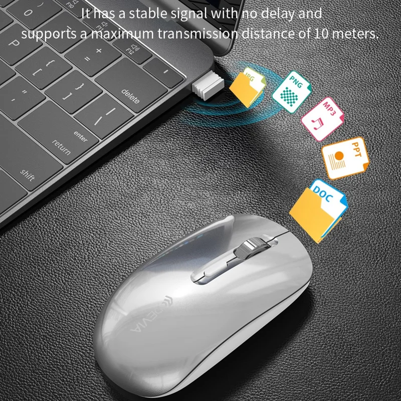 DEVIA Lingo Series Wireless Mouse Bluetooth-compatible / 2.4G Dual Mode 3 DPI Adjustable Silent Mouse - Silver