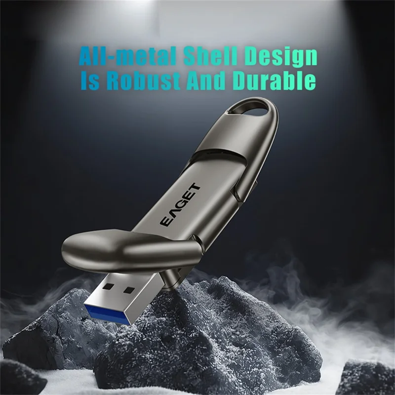 EAGET SU50 256GB Solid State Pen Drive USB 3.2 Gen1 + Type-C 2 in 1 USB Flash Drive voor PC Smartphone Tablet - Zwart