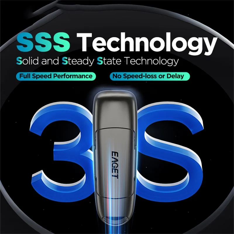 EAGET SU50 256GB Solid State Pen Drive USB 3.2 Gen1 + Type-C 2 in 1 USB Flash Drive voor PC Smartphone Tablet - Zwart