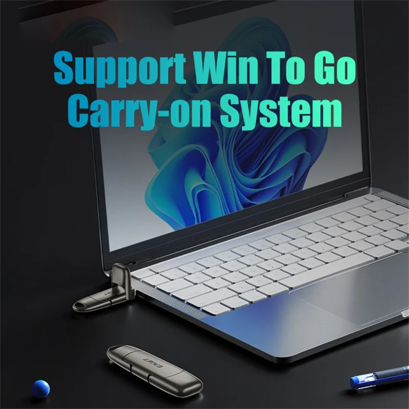 EAGET SU50 512GB Solid State Pen Drive USB 3.2 Gen1 + Type-C 2 in 1 USB Flash Drive voor PC Smartphone Tablet - Zwart