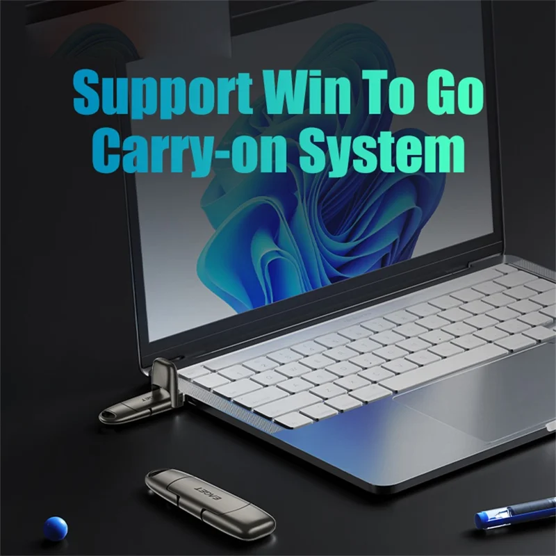 EAGET SU50 1TB Solid State Pen Drive USB 3.2 Gen1 + Type-C 2 in 1 USB Flash Drive voor PC Smartphone Tablet - Zwart