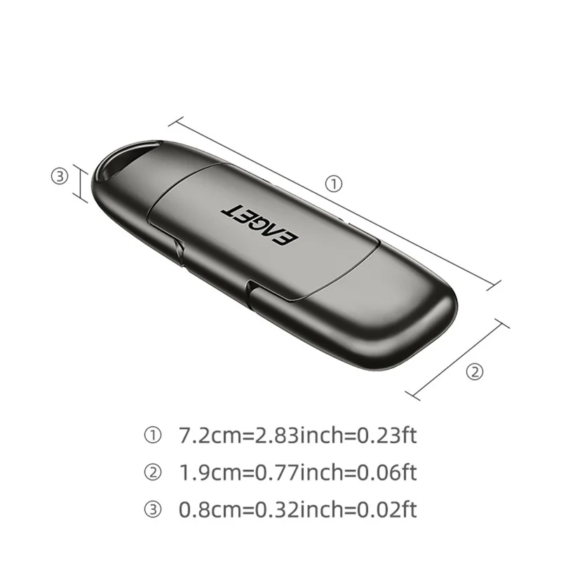 EAGET SU50 1TB Solid State Pen Drive USB 3.2 Gen1 + Type-C 2 in 1 USB Flash Drive voor PC Smartphone Tablet - Zwart