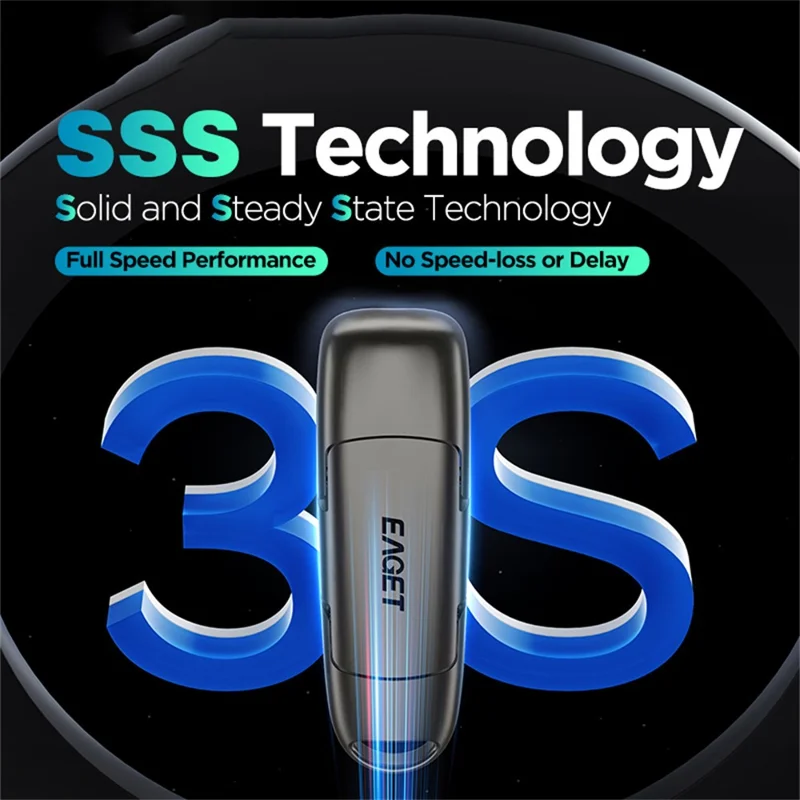 EAGET SU50 1TB Solid State Pen Drive USB 3.2 Gen1 + Type-C 2 in 1 USB Flash Drive voor PC Smartphone Tablet - Zwart