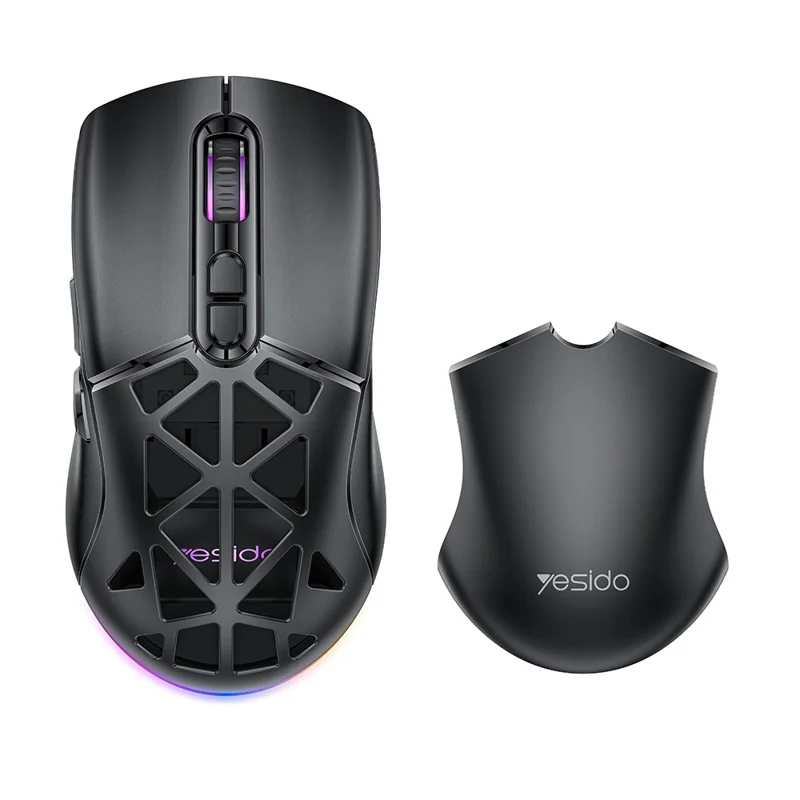 YESIDO KB46 Wireless Gaming Mouse 2.4G / Bluetooth-compatible / USB Wired Mouse with RGB Backlit - Black