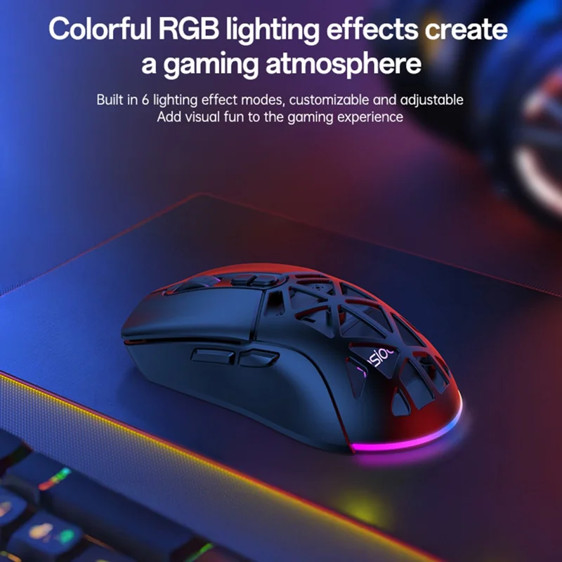 YESIDO KB46 Wireless Gaming Mouse 2.4G / Bluetooth-compatible / USB Wired Mouse with RGB Backlit - Black