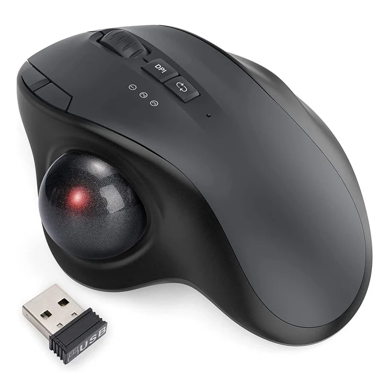 JOMAA JOM255 2.4G Wireless Bluetooth-compatible Dual Mode Trackball Mouse Rechargeable Silent Ergonomic Cordless Mouse