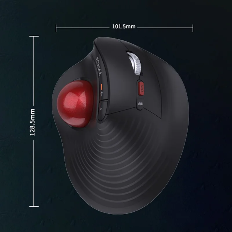 JOMAA JOM255 2.4G Wireless Bluetooth-compatible Dual Mode Trackball Mouse Rechargeable Silent Ergonomic Cordless Mouse