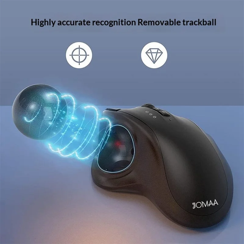 JOMAA JOM255 2.4G Wireless Bluetooth-compatible Dual Mode Trackball Mouse Rechargeable Silent Ergonomic Cordless Mouse