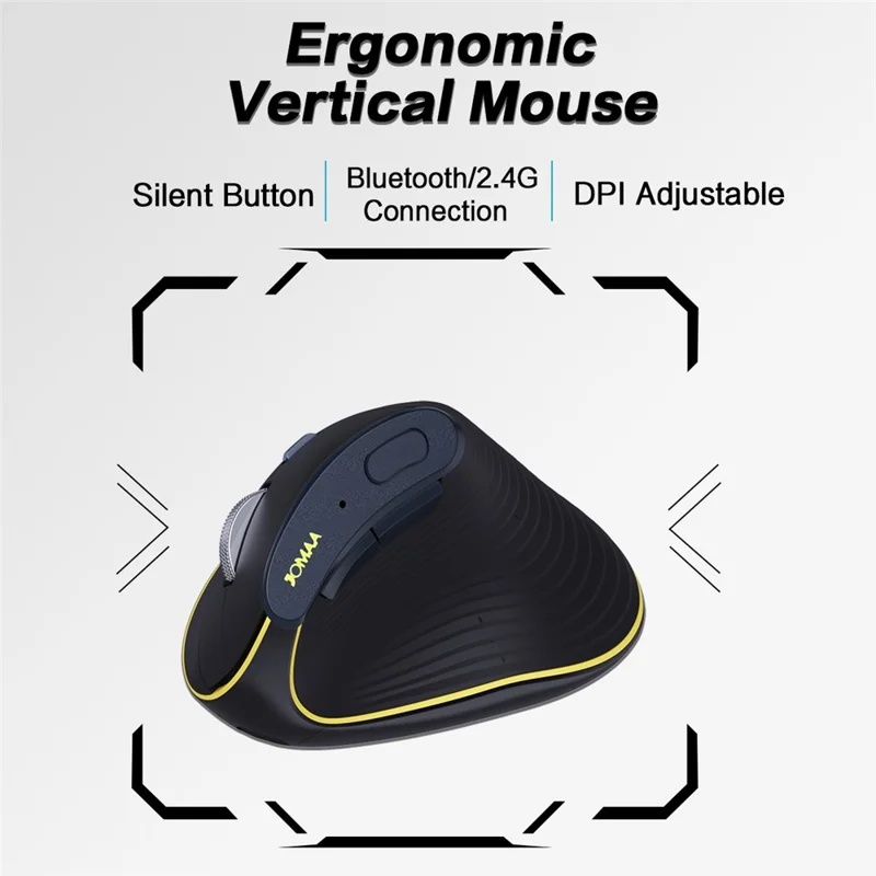 JOMAA JOM655 2.4G Wireless Bluetooth-compatible Dual Mode Mouse Rechargeable Silent Ergonomic Cordless Mouse for Office