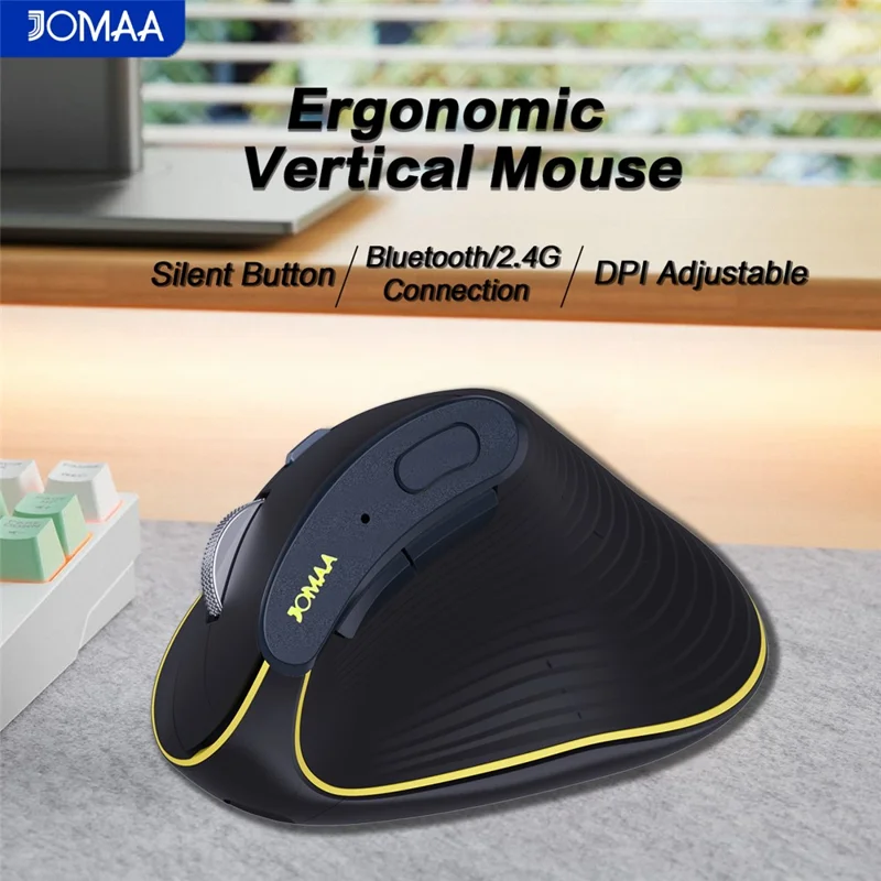 JOMAA JOM655 2.4G Wireless Bluetooth-compatible Dual Mode Mouse Rechargeable Silent Ergonomic Cordless Mouse for Office