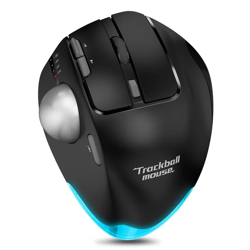 F-33 Trackball Wireless Mouse 2.4G Bluetooth-compatible RGB Ergonomic Rechargeable Cordless Mouse for Gaming Office - Black