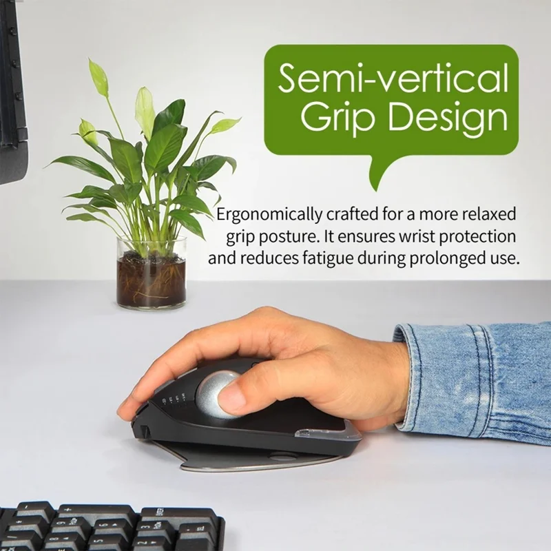 F-33 Trackball Wireless Mouse 2.4G Bluetooth-compatible RGB Ergonomic Rechargeable Cordless Mouse for Gaming Office - Black