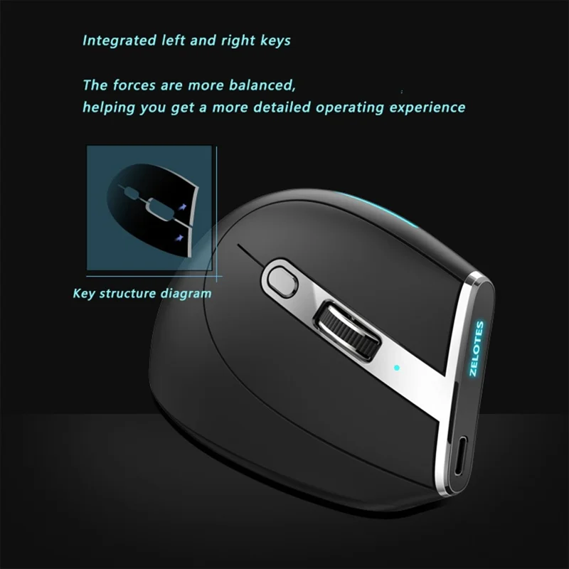 F-36 Wireless Bluetooth-compatible Mouse 2.4G Ergonomic RGB Rechargeable Cordless Gaming Mouse - Black