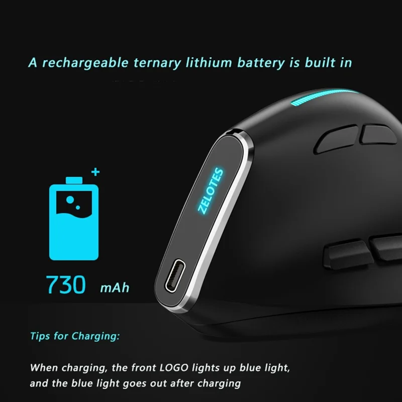 F-36 Wireless Bluetooth-compatible Mouse 2.4G Ergonomic RGB Rechargeable Cordless Gaming Mouse - Black