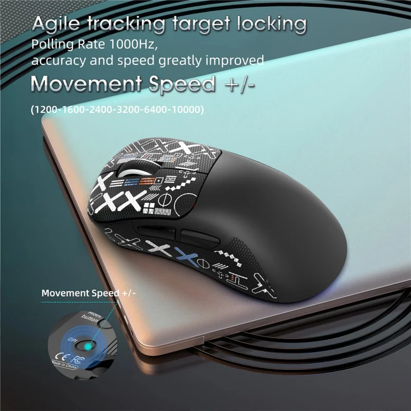 HXSJ T700PRO Rato Gaming Tri-Modo Sem Fios Bluetooth compatível 2.4G Com Fios 10000DPI Rato Programável - Preto