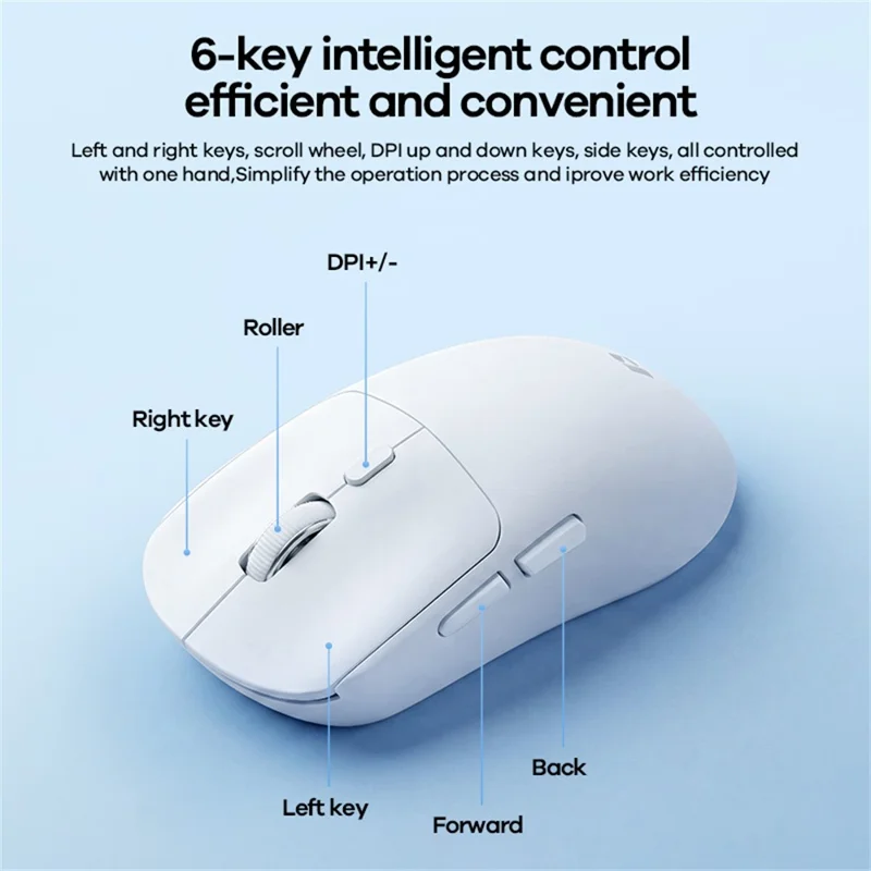 REMAX WM-01 Wireless Mouse 2.4G Bluetooth-compatible Dual Mode 6-Keys DPI Adjustable Ergonomic Silent Mice  for Office Gaming - Black