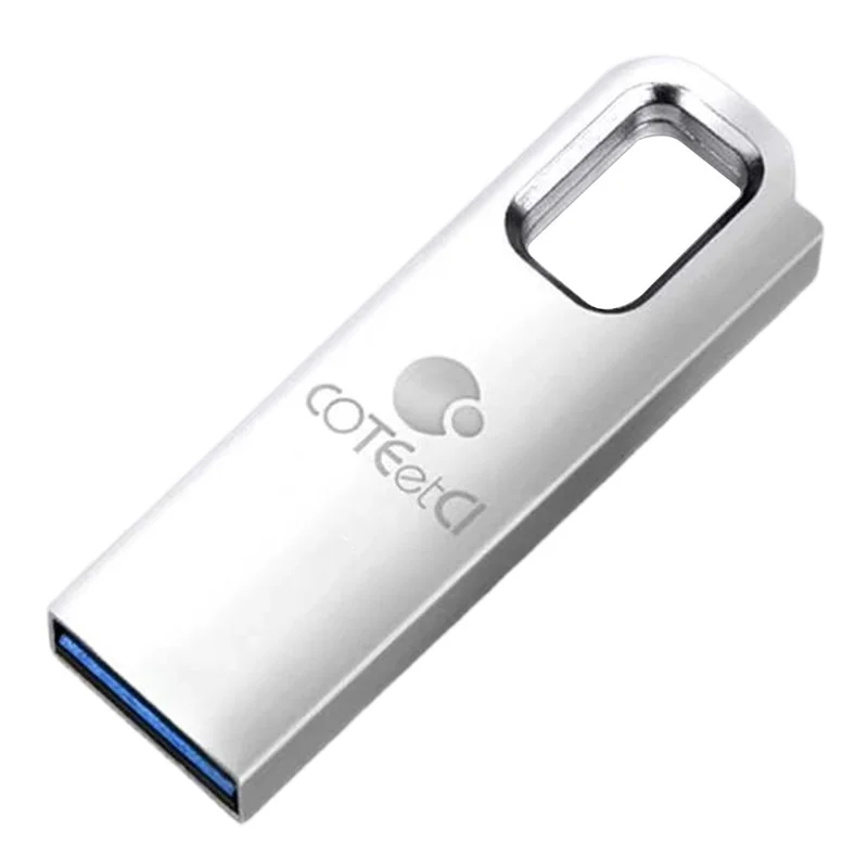 COTECI CS8831 32GB USB 3.0 Flash Drive Zinc Alloy Portable Memory Stick with Hanging Hole - Silver White
