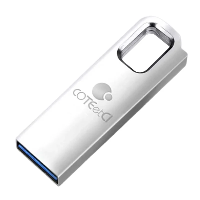 COTECI CS8831 64GB USB 3.0 Flash Drive Zinc Alloy Portable Memory Stick with Hanging Hole - Silver White