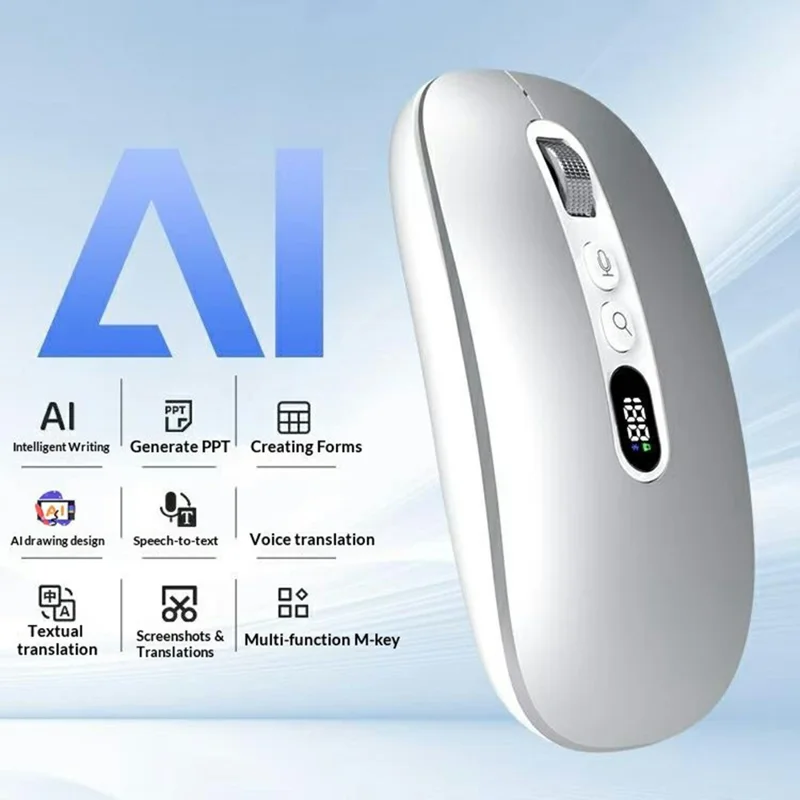 M191 AI Smart Voice Mouse Wireless 2.4G Bluetooth-compatible Triple Mode Office Translation Silent Computer Mice - Silver