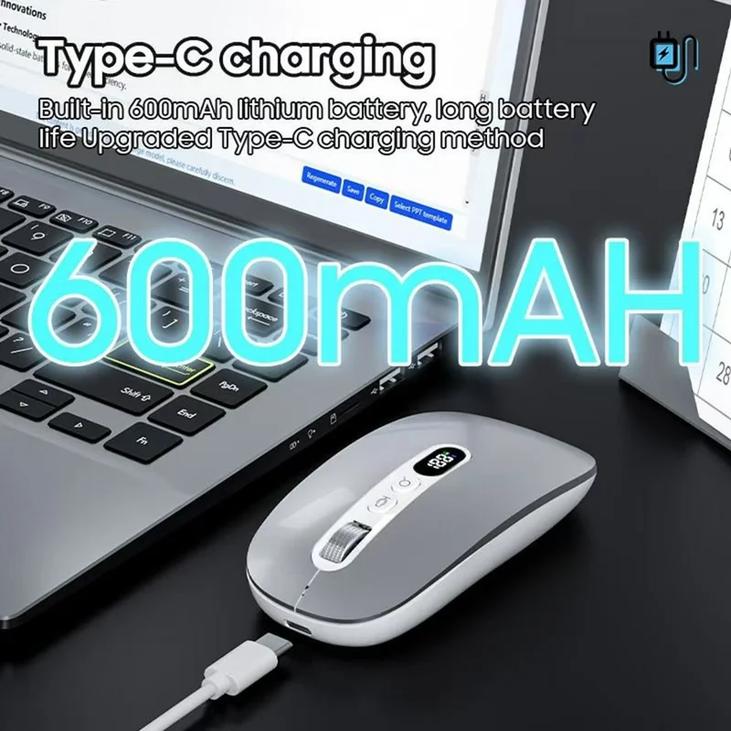 M191 AI Smart Voice Mouse Wireless 2.4G Bluetooth-compatible Triple Mode Office Translation Silent Computer Mice - Silver