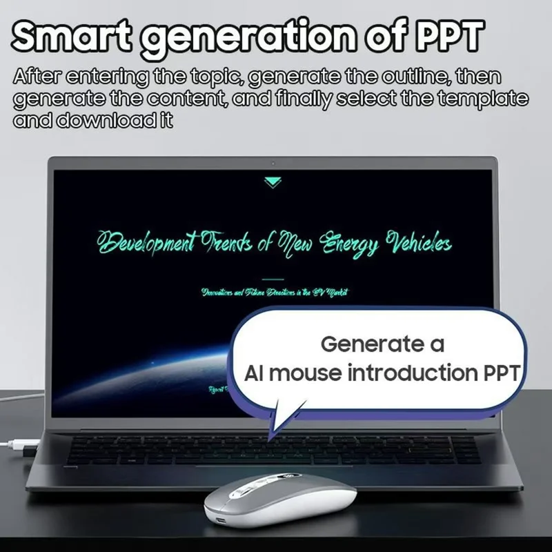 M191 AI Smart Voice Mouse Wireless 2.4G Bluetooth-compatible Triple Mode Office Translation Silent Computer Mice - Silver