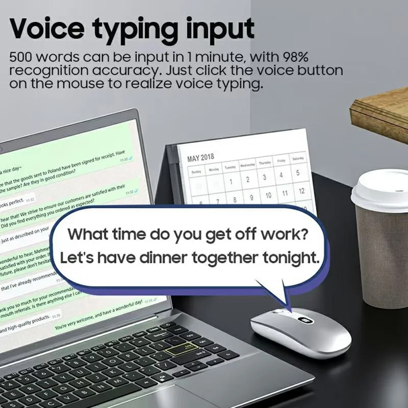 M191 AI Smart Voice Mouse Wireless 2.4G Bluetooth-compatible Triple Mode Office Translation Silent Computer Mice - Silver