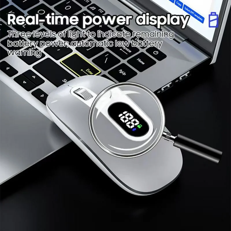 M191 AI Smart Voice Mouse Wireless 2.4G Bluetooth-compatible Triple Mode Office Translation Silent Computer Mice - Silver
