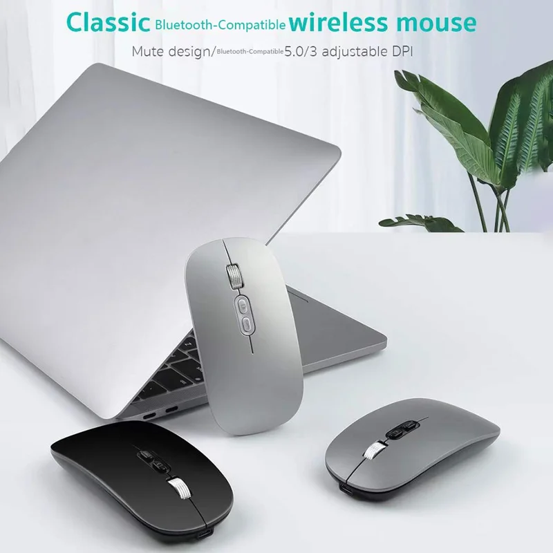 COTECI 84005 Rato Sem Fios Bluetooth-Compatible 3 Níveis DPI Carregamento Type-C Design Silencioso - Prata