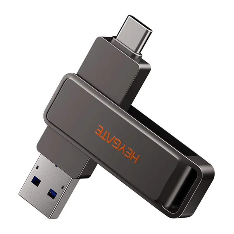 HEYGATE L1 Pen Drive 32GB 2 em 1 USB-A + USB-C, Memória Rápida para Telemóvel, PC e Portátil - Preto