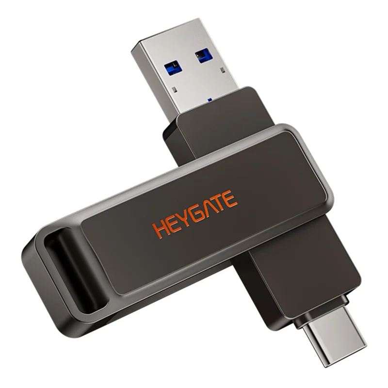 HEYGATE L1 Pen Drive 32GB 2 em 1 USB-A + USB-C, Memória Rápida para Telemóvel, PC e Portátil - Preto