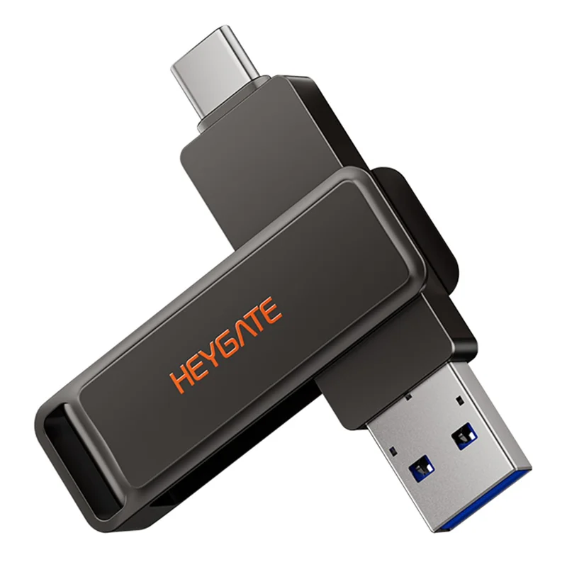 HEYGATE L1 Pen Drive 32GB 2 em 1 USB-A + USB-C, Memória Rápida para Telemóvel, PC e Portátil - Preto