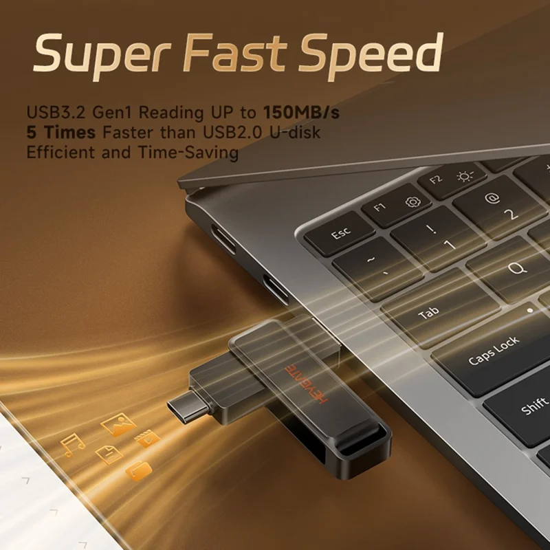HEYGATE L1 64GB USB Flash Drive Dual Interface USB 3.0 Type-C 100MB  /  s High Speed Memory Stick for Phone PC Laptop