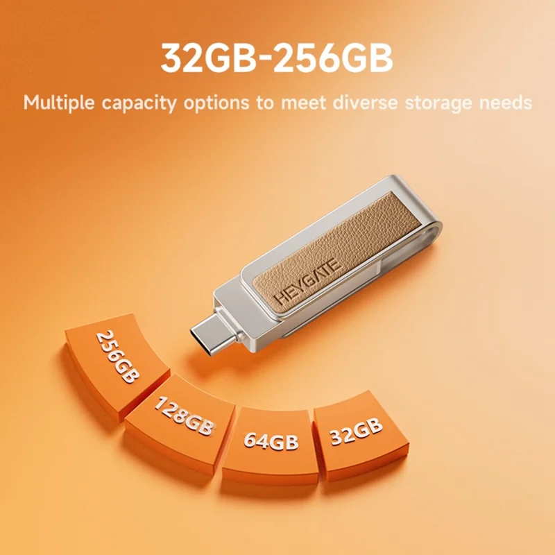 HEYGATE L2 64GB Pen Drive 2-em-1 USB 3.0 com Dupla Interface USB-A Type-C, 100 MB/s, Memória Rápida, U Disk para Telemóvel, PC, Portátil